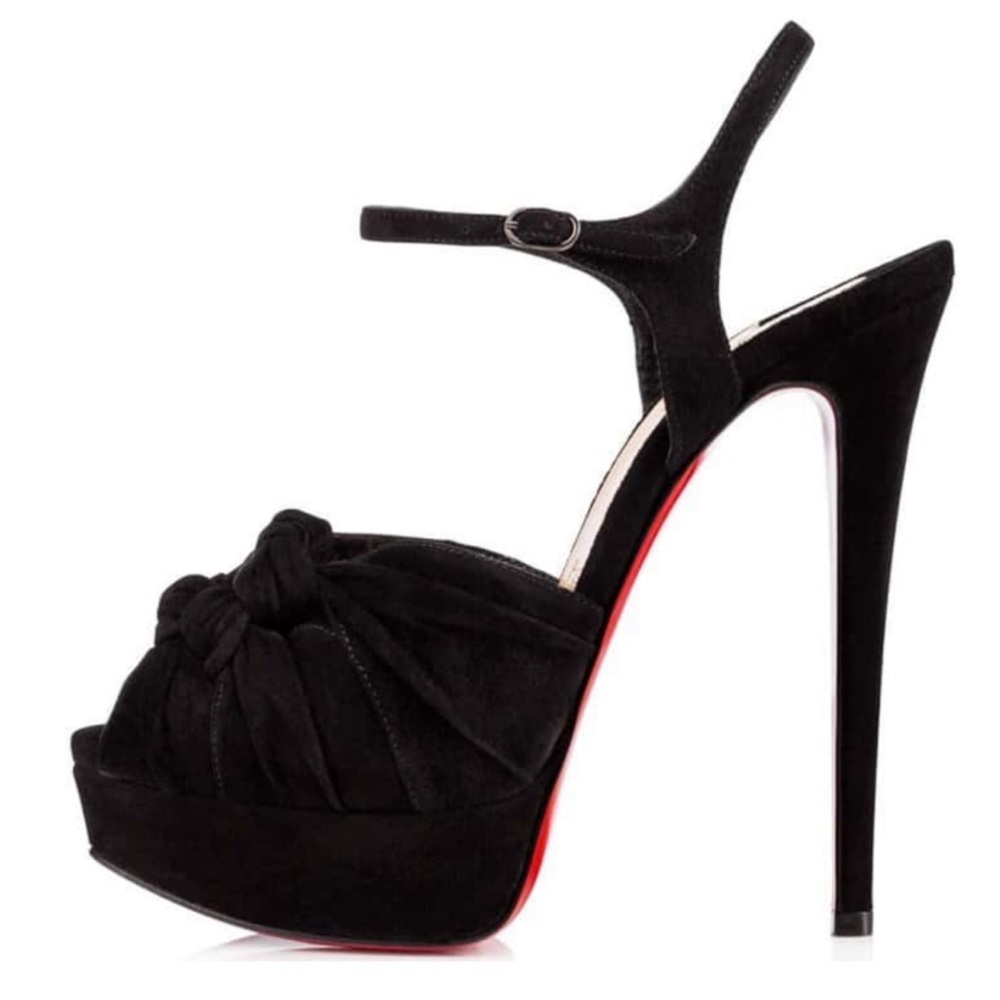 Christian Louboutin Ionescadiva 150mm knotted heel RETAIL 1,095 Black Suede 39.5